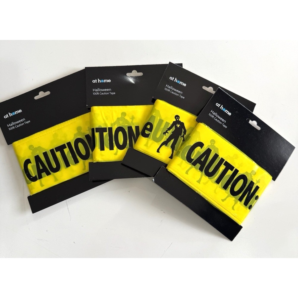 Lot of 4 Halloween Caution Zombie 400ft Yellow Tape in Total New At Home